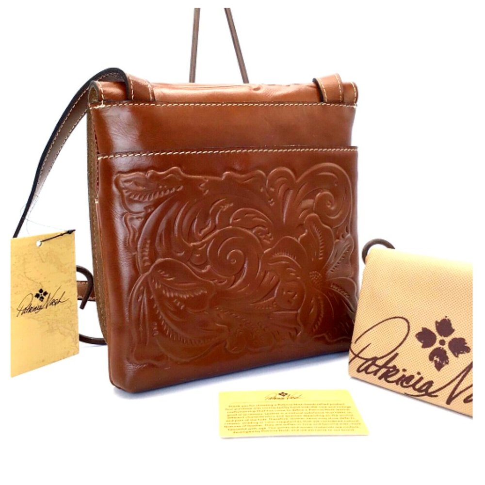 Patricia Nash Girona Crossbody Florence Brown Tooled Leather P89207 NWT $149 - Picture 2 of 6